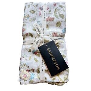 Sanderson Napkins Aril's Garden Floral Birds Green Pink Blue Cotton Set of 8